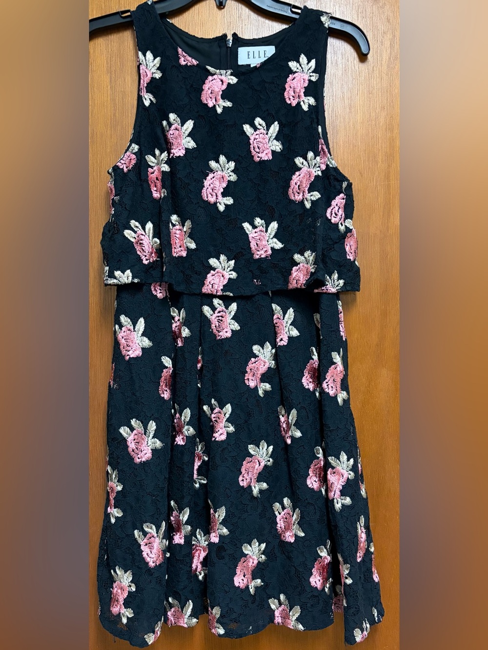 ELLE Black Dress with Pink Floral